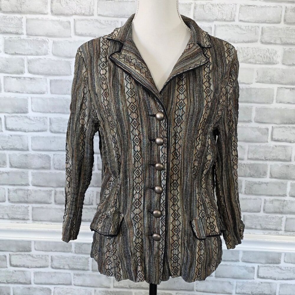 Alberto Makali  Embroidered Crinkle Cardigan Witchy Whimsigoth Artsy NEW XL